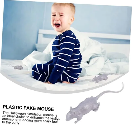 Vista 8 de ibasenice 10pcs Realistic Halloween Simulation Mice Prank Lightweight Plastic Fake Rats for Party Decorations and Scary Home Props