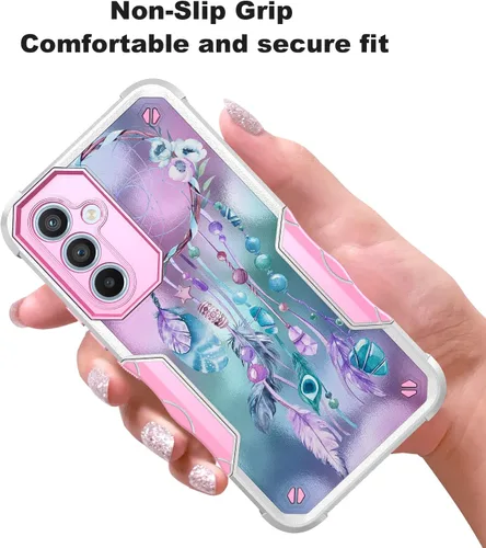 Vista 3 de Rosebono Compatible con Samsung Galaxy S23, funda híbrida de doble capa con diseño gráfico resistente para Samsung Galaxy S23 (atrapasueños)
