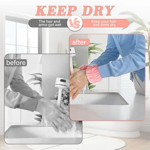 Vista 3 de Toallas de muñeca para mujer para lavar la cara, toalla de microfibra para spa, pulseras absorbentes, banda para el sudor para niñas que evitan que