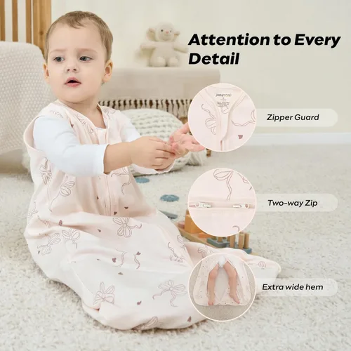 Vista 2 de JELLYMONI Saco de dormir para bebé de 0 a 6 meses, 100% algodón, paquete de 3, 0.5 TOG, manta vestible para bebé, saco de dormir para bebé