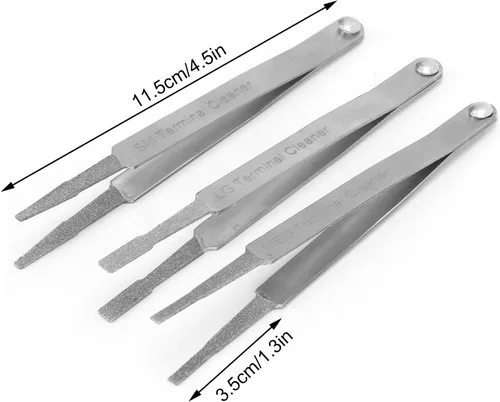 Vista 2 de Herramienta de limpieza de terminales, juego de limpiador de terminales de 3 piezas, limpiador de contacto eléctrico, herramienta de hardware