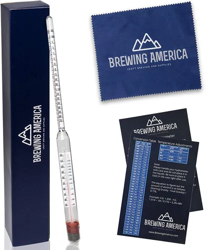 Hidrómetro de precisión fabricado en Estados Unidos por volumen ABV probador de alcohol, pruebas de gravedad definitivas precisas, cerveza