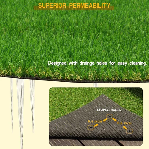 Vista 3 de Heyroll Césped Artificial Verde de 3 pies x 3 pies, 0.8 pulgadas, Alfombra de Césped Falso, Alfombra de Césped Artificial para Interiores