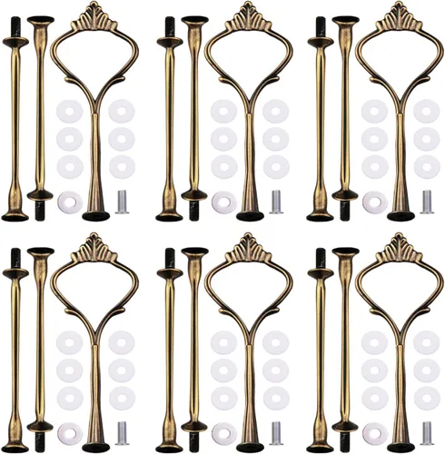 Soporte de 3 niveles para cupcakes de 14.6 pulgadas, soporte de corona de metal para hacer tú mismo, soporte para platos de frutas, tartas, bandeja