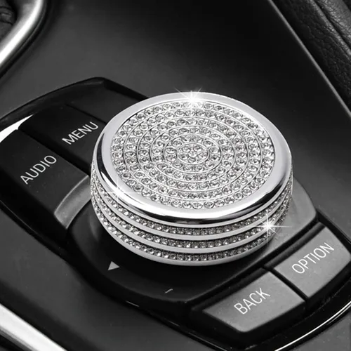 Vista 8 de MICROCK Accesorios Brillantes para BMW 1 2 3 5 7 Series X1 X3 X5 X6 Media iDrive Cubierta de Perilla del Botón Interruptor de Control Botón