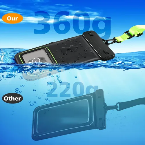 Vista 3 de Funda impermeable flotante para teléfono, bolsa impermeable con cordón para teléfono celular para iPhone, Samsung Galaxy, Pixel, bolsa seca