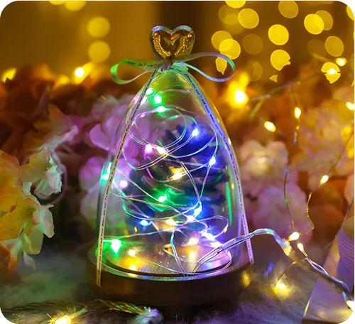 Vista 3 de Metaku 4 luces de hadas de 33 pies, funciona con pilas, 100 luces LED, luces parpadeantes, impermeables, luz de Navidad, mini luces decorativas