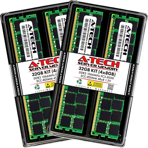 Vista 170 de A-Tech 4GB DDR3 1333MHz PC3-10600R ECC RDIMM 1Rx4 Rango único 1.5V Registrado DIMM 240-Pin Módulo de actualización de memoria RAM de servidor