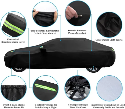 Vista 4 de Funda para automóvil compatible con Jeep Wrangler de 2 puertas 1987-2025 JK JL YJ TJ, cubierta impermeable para todo tipo de clima, para exteriores