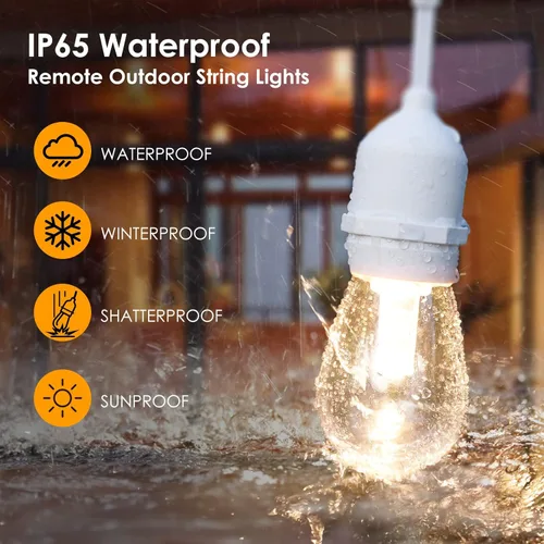 Vista 4 de Mlambert Luces de Cadena LED Regulables de 3 Colores para Exteriores con Controles Remotos, Enchufables 96 Pies (2x48 Pies) Luces LED Impermeables