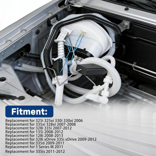 Vista 7 de Filtro de combustible con unidad de envío de nivel de combustible Regulador de presión de repuesto para BMW 2006 2007 2008 2009 2010 2011 2012