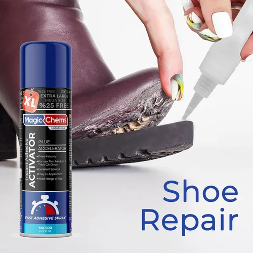 Vista 6 de Magic Chems Pegamento CA con activador (2 x 3.5 oz + 16.9 fl oz), pegamento y activador de cianoacrilato, súper pegamento con activador, CAGlue