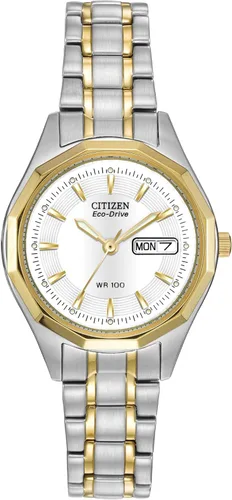 Citizen Eco-Drive Corso - Reloj de cuarzo para mujer, acero inoxidable, clásico, dos tonos (Modelo EW3144-51A), Bitono, Pantalla analógica