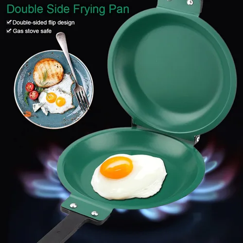 Vista 6 de Pasamer Doble Lado Antiadherente Revestimiento Cerámico Flip Sartén Pancake Maker Hogar Cocina Utensilios de cocina Verde Negro