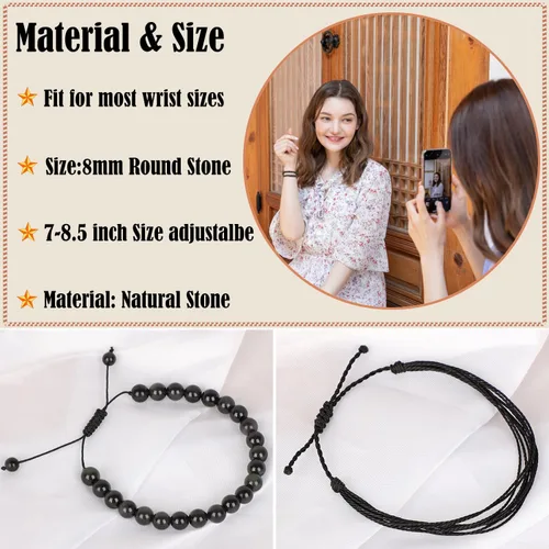 Vista 87 de LPBeads Pulsera de piedra natural hecha a mano de tamaño ajustable