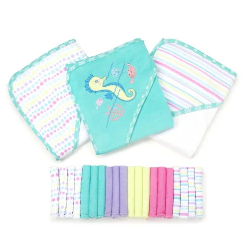 Spasilk Baby - Juego de toallas con capucha y paños de baño para niñas y niños recién nacidos (23 unidades)