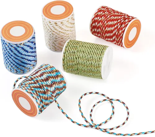 Vista 15 de Beadthoven - Cuerda trenzada de 0.069 pulgadas, 25.8 yardas de colores, cuerda metálica para anudar china, cuerda de macramé, cuerda de arcoíris