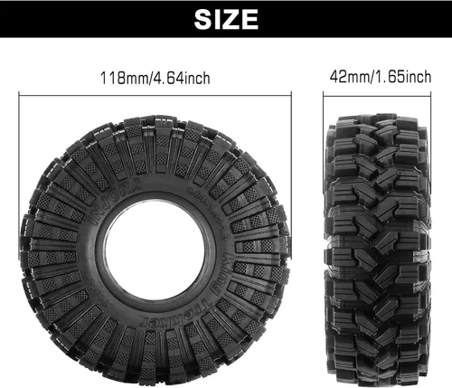Vista 5 de INJORA King Trekker 1.9" S5 Neumáticos Todo Terreno para 1/10 RC Crawler Mejora (118 * 42mm)