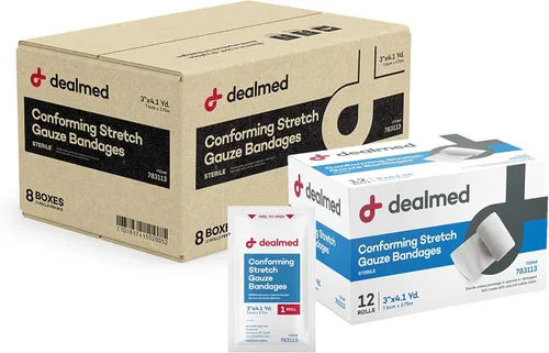 Vista 11 de Dealmed Vendajes de gasa elástica no estériles de 2 pulgadas, envoltura de vendaje estirada sin látex de 4.1 yardas, vendajes de malla médicos