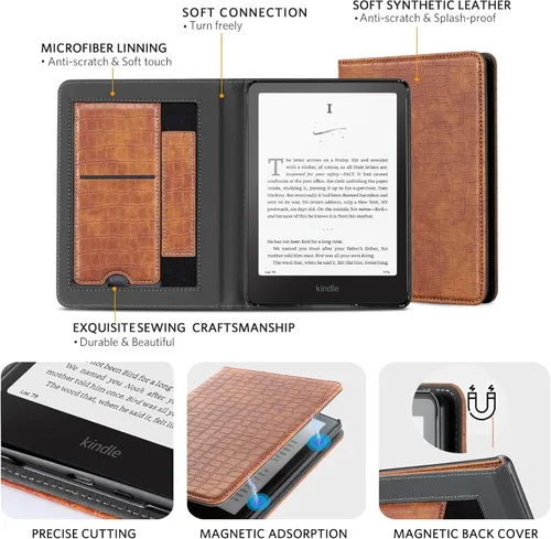 Vista 364 de CoBak Funda inteligente para Kindle Paperwhite de 6.8" de 11ª generación 2021 con función de encendido automático, ligera, delgada, de piel **Salvia