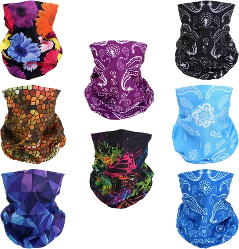Bandana SMEHCF novedosa, mascarilla, braga para el cuello, reutilizable y transpirable, talla única 8 flores de colores