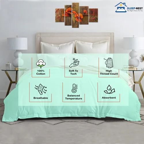 Vista 4 de SLEEP-NEST Funda de edredón individual de 68 x 90 pulgadas, 1 pieza, 100% algodón, suave y transpirable, ropa de cama individual, cierre