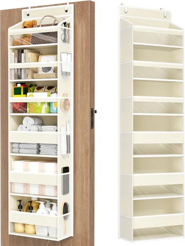 Mefirt Organizador para colgar sobre la puerta, 6 estantes para colgar en la puerta con 6 bolsillos de gran capacidad, estantes colgantes para
