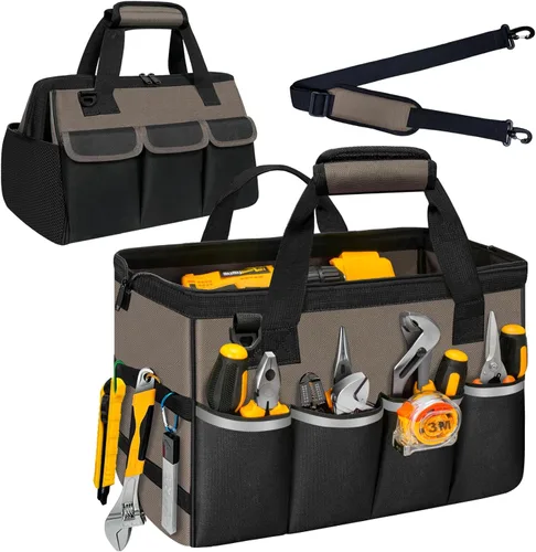 Vista 9 de NECKORY Bolsa de herramientas, organizador de caja de herramientas portátil con correa de hombro ajustable, bolsa de transporte de herramientas
