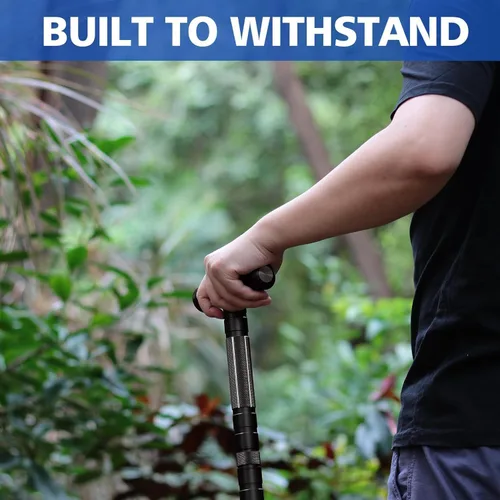 Vista 2 de aiGear G2 Tactical Stick Hiking Walking Staff - Trekking Poles Outdoor Adjustable Hiking Stick for Camping Hiking 5 Tubes 40.5 inch