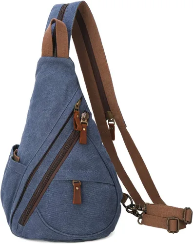 KL928 Canvas Sling Bag - Small Crossbody Backpack Shoulder Casual Daypack Rucksack for Men Women