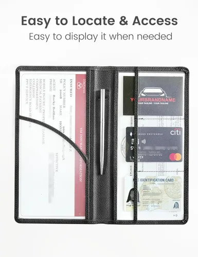 Vista 3 de Yarnic Soporte para registro y seguro de automóvil, soporte para documentos de automóvil con cierre magnético, soporte para tarjetas de registro