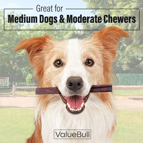Vista 2 de ValueBull Palitos de colágeno para perros, masticables medianos de 6 pulgadas, golosinas naturales de larga duración para perros, paquete a granel