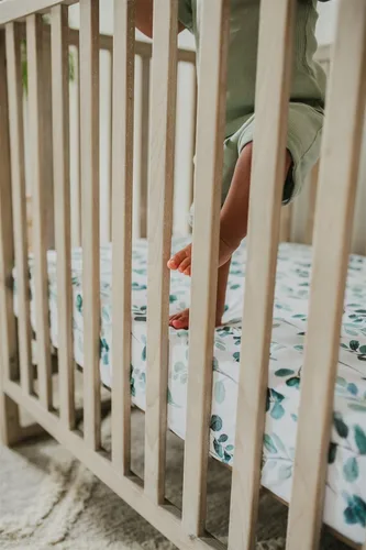 Vista 6 de NODNAL CO. Leafy Pack n Play Playard - Sábana bajera ajustable portátil para colchón de bebé, algodón de punto de jersey, unisex, para niña/niño