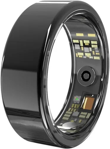 Anillo de salud inteligente, rastreador de actividad física con frecuencia cardíaca, oxígeno en sangre, presión arterial, monitoreo del sueño y Negro