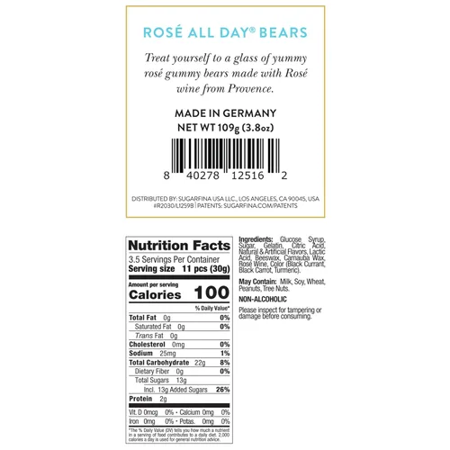 Vista 2 de Sugarfina Rose All Day Bears - Gomitas de oso pequeño cubo de caramelo, 3.8 onzas, 1 unidad