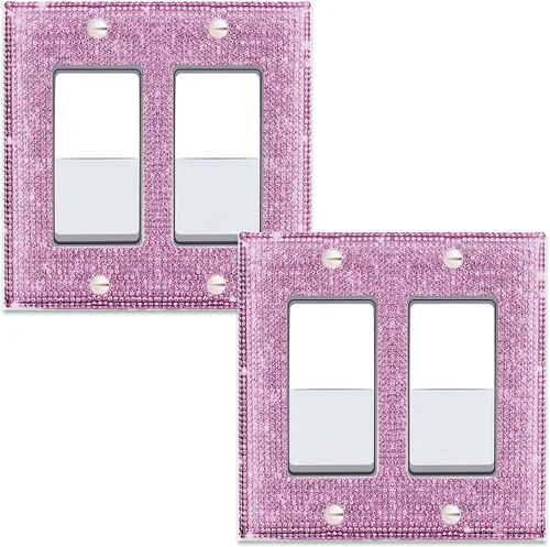 Vista 18 de Cubierta de interruptor de diamantes de imitación dorada brillante - Placa de interruptor de luz con purpurina