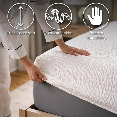 Vista 3 de PAULATO BY GA.I.CO - Protector de colchón impermeable de tamaño matrimonial, funda de colchón acolchada, 100% impermeable, poliéster transpirable