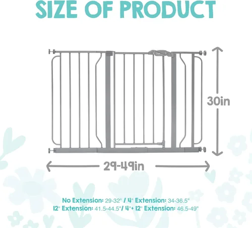Vista 3 de Regalo Safety - Puerta de seguridad para bebés de 29 a 49 pulgadas, extra ancha para puertas e parte inferior de escaleras, puerta de seguridad