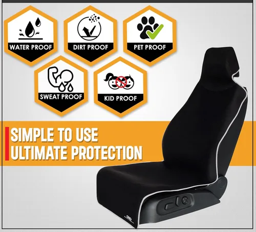 Vista 3 de Gorla Gear - Paquete de 2 fundas de asiento de automóvil, de neopreno, antideslizantes, de alta calidad, ajuste universal, impermeable, resistente a