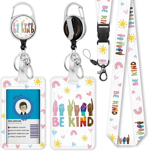 Vista 27 de Giancomics Soporte para tarjetas de identificación negro con cordón, cordones para insignias de identificación con carrete de insignia retráctil