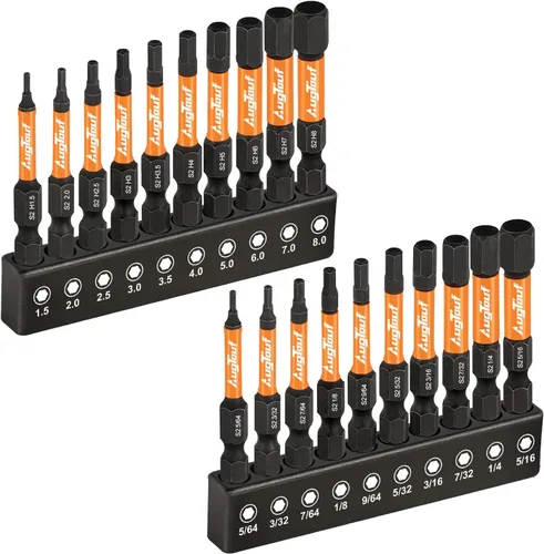 Vista 12 de Toolant Impact Allen - Juego de brocas de llave Allen de impacto de 20 piezas (métricas y SAE), brocas hexagonales de acero S2 de vástago hexagonal