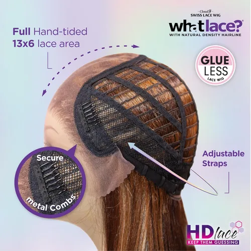 Vista 4 de Sensationnel What Lace Pelucas 13X6 - Latisha Encaje Frontal Atado a Mano Sin Pegamento Sintético con Densidad Natural Línea de Cabello Predepilada