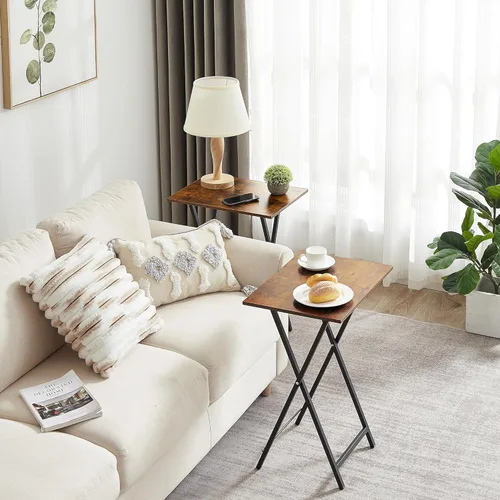 Vista 74 de VECELO Bandeja plegable de TV para comer, juego de 2, mesa portátil para cena/merienda con portavasos para sofá, sala de estar y espacio pequeño