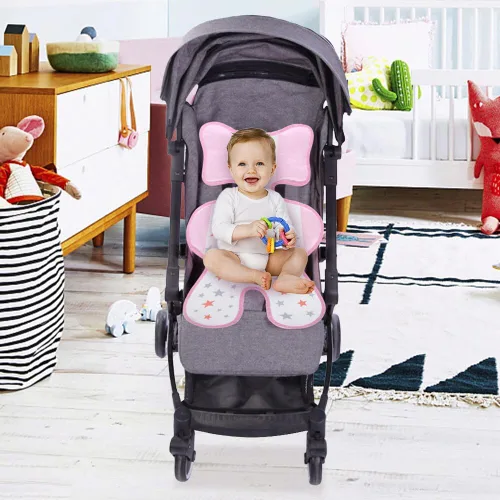 Vista 4 de Almohadilla enfriadora de gel para asiento de automóvil para niños, forro transpirable de seda de hielo para cochecito, cojín de bebé