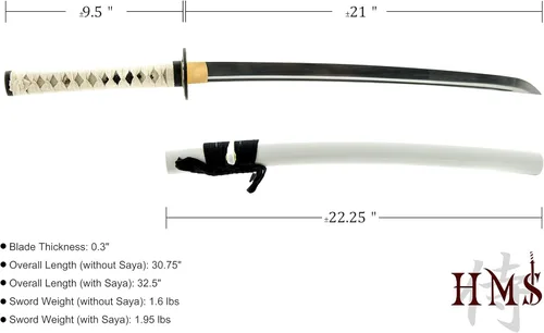 Vista 5 de HMS Espada samurai wakizashi japonesa, Warrior Tsuba, acero al carbono 1045, forjado a mano templado por calor, espiga completa, afilada