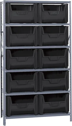 Vista 244 de Quantum QSBU-245BK Heavy Duty Shelving Unit with (7) Shelves and (24) QUS245 Black Bins for Garage Warehouse Storage Distribution 400 lb Load