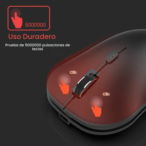 Vista 4 de Arteck Ratón inalámbrico de 2.4G con receptor Nano USB, diseño ergonómico, clic silencioso para computadora/escritorio/PC/portátil y Windows 10/8/7