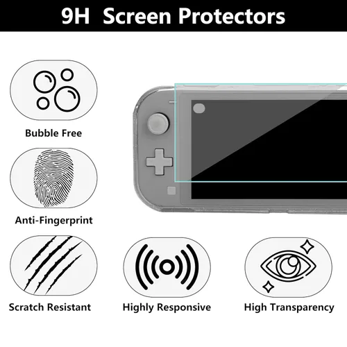 Vista 6 de GLDRAM Black Carrying Case for Nintendo Switch Lite, Portable Travel Case with 8 Game Card Slots, 4 in 1 Accessories Kit with Clear Glitter TPU