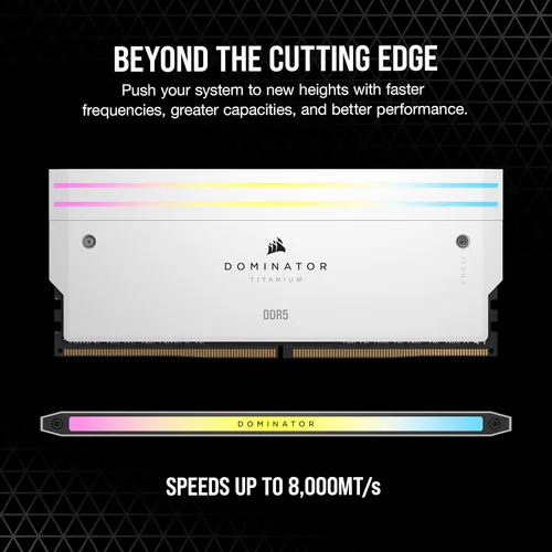 Vista 3 de CORSAIR Dominator Titanium RGB DDR5 RAM 64 GB (2 x 32 GB) DDR5 6000 MHz CL30 Intel XMP iCUE Memoria de computadora compatible - Blanco