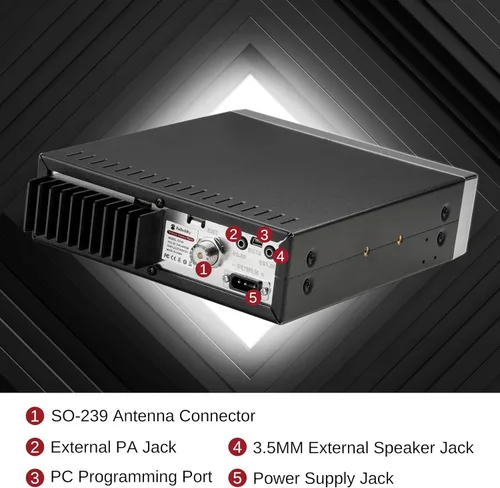 Vista 4 de Radioddity QT40 Radio de Ham de 10 Metros SSB, Radio Aficionada de 40W de Alta Potencia con Reducción de Ruido Digital y Alerta NOAA, Transceptor